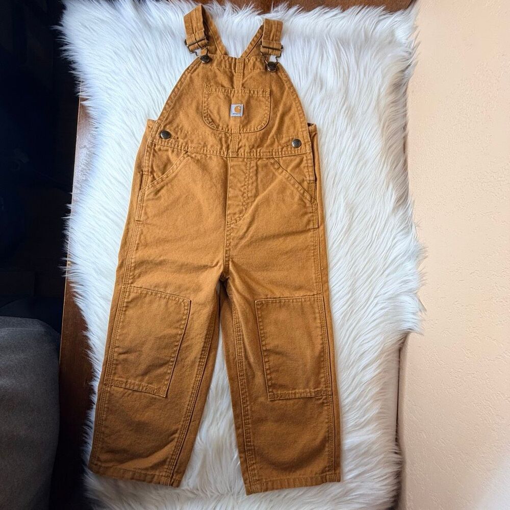 Carhartt Washed Bib Overalls for Toddlers Carhartt Brown Size 3T